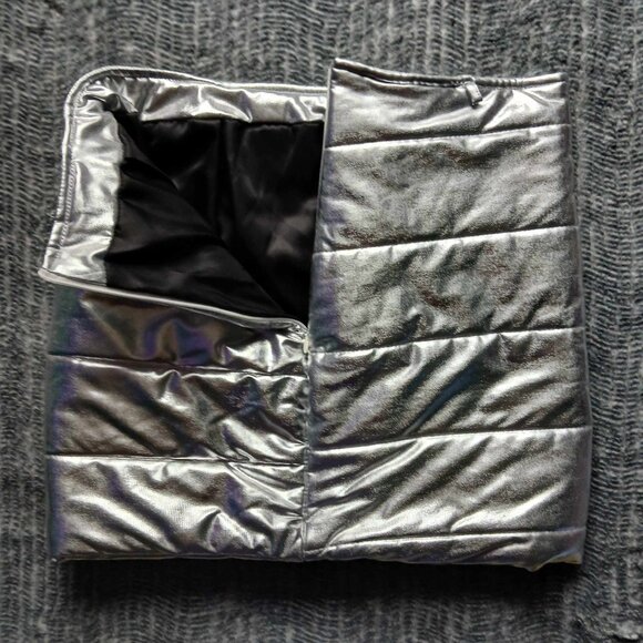 Metallic Silver Puffer Mini Skirt | Small - Picture 3 of 7